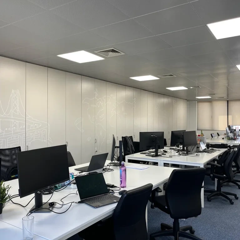 modern open office space with desks