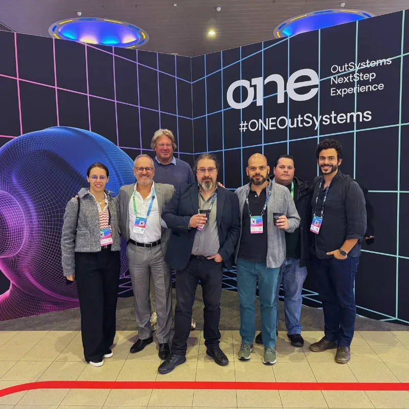 tech conference group photo posing together